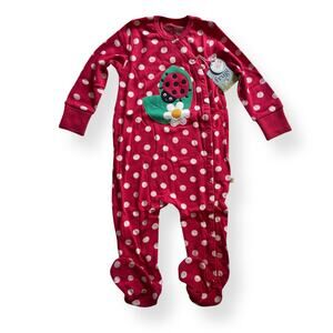 NWT Frugi organic ladybug polka dot footie onepiece
